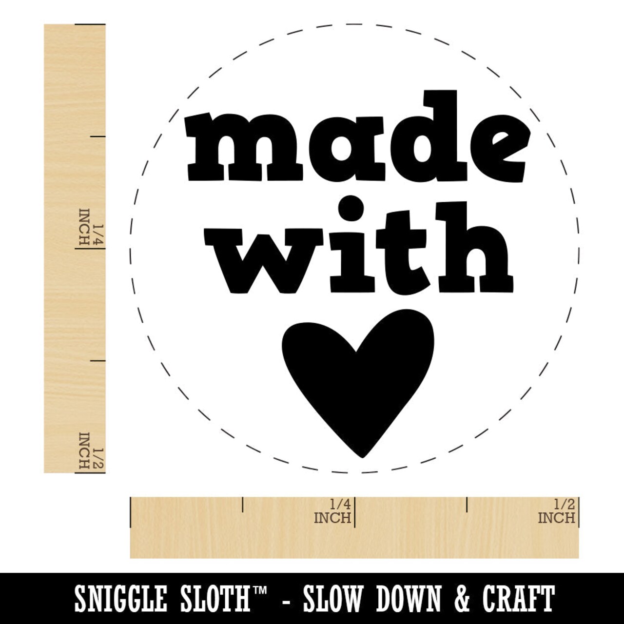 Made with Love Heart Rubber Stamp for Stamping Crafting Planners